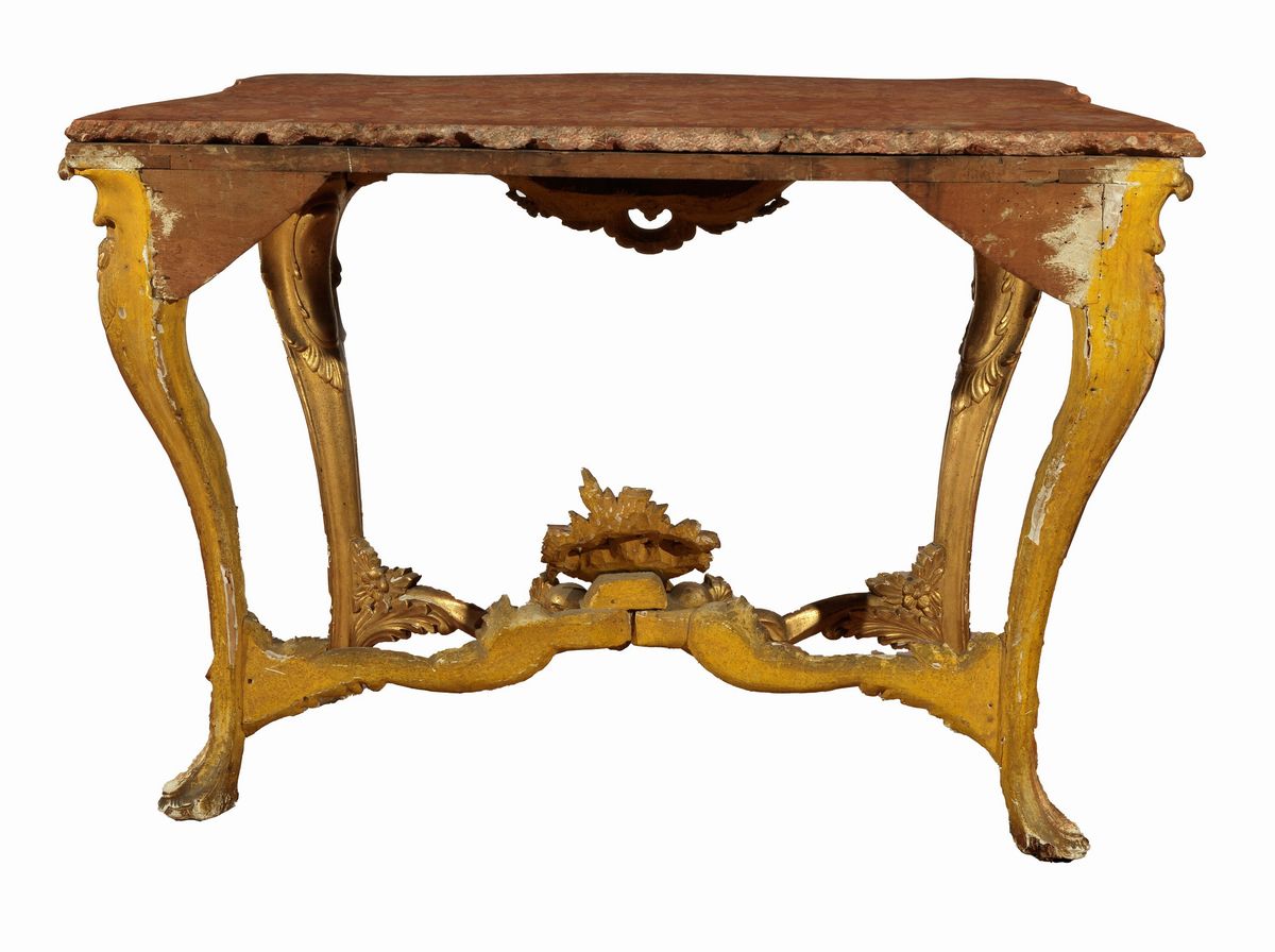 Consolle napoletana Luigi XV in legno dorato