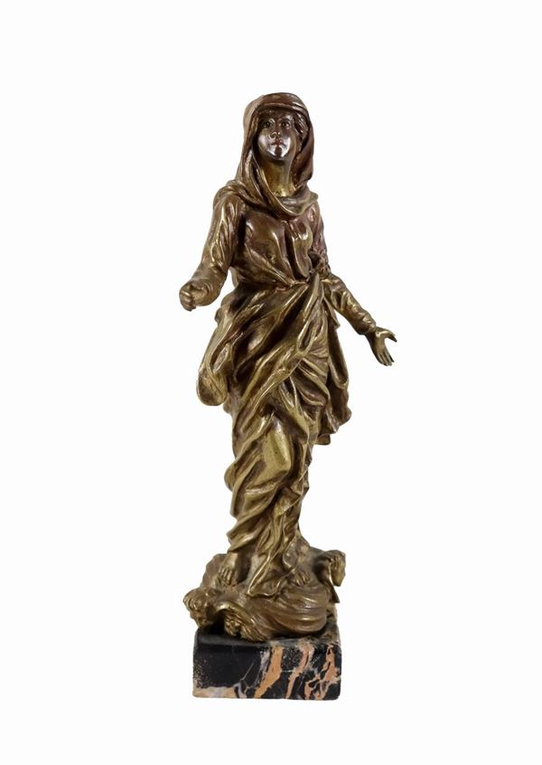 Antica piccola scultura in bronzo "Madonna"