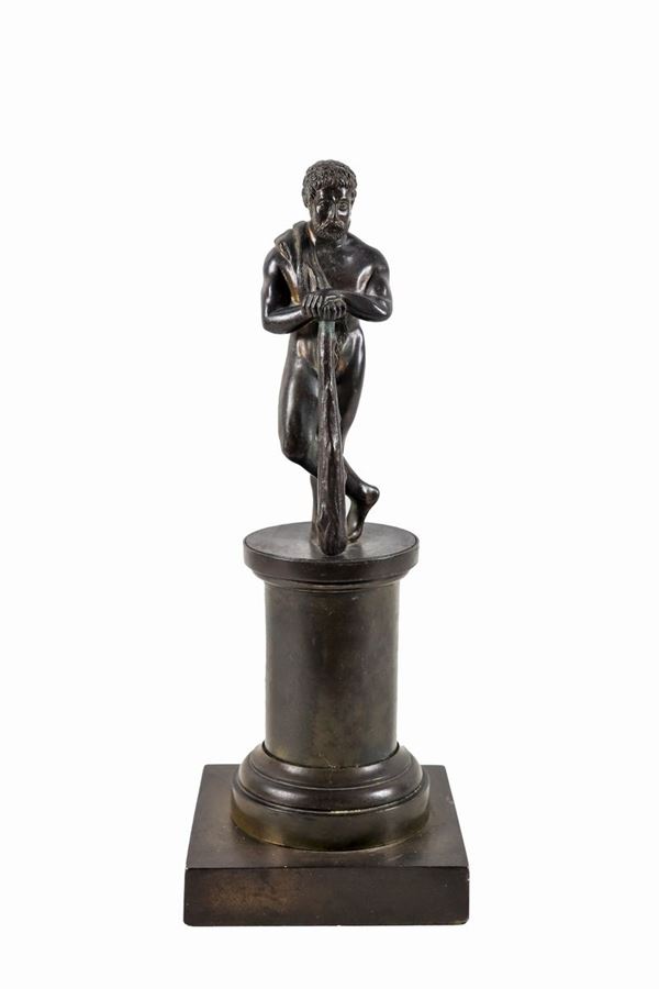 Ancient patinated bronze sculpture "Hercules"