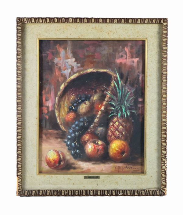 Vincenzo Napoleone Pittore Italiano Inizio XX Secolo - Signed. "Fruit still life" oil painting on canvas