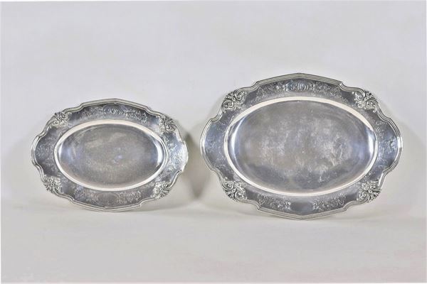 Lotto Liberty di due vassoi ovali in argento americano Sterling 925 gr. 2060