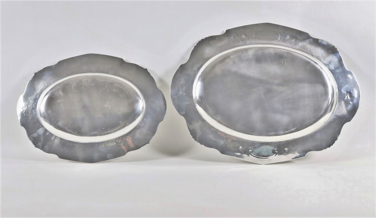 Lotto Liberty di due vassoi ovali in argento americano Sterling 925 gr. 2060