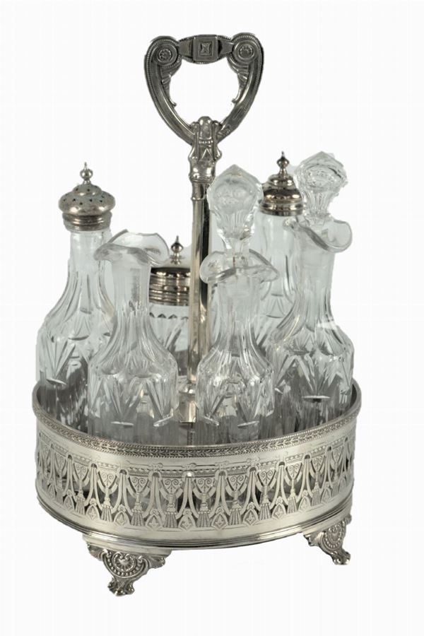 English cruet in sheffield, Queen Victoria era  - Auction Timed Auction - Antiques, Furniture, Paintings from the 17th to the 20th Century, Silver, Various Meissen and Ginori Porcelains, Icons, Bronzes, Miscellaneous - Gelardini Aste Casa d'Aste Roma