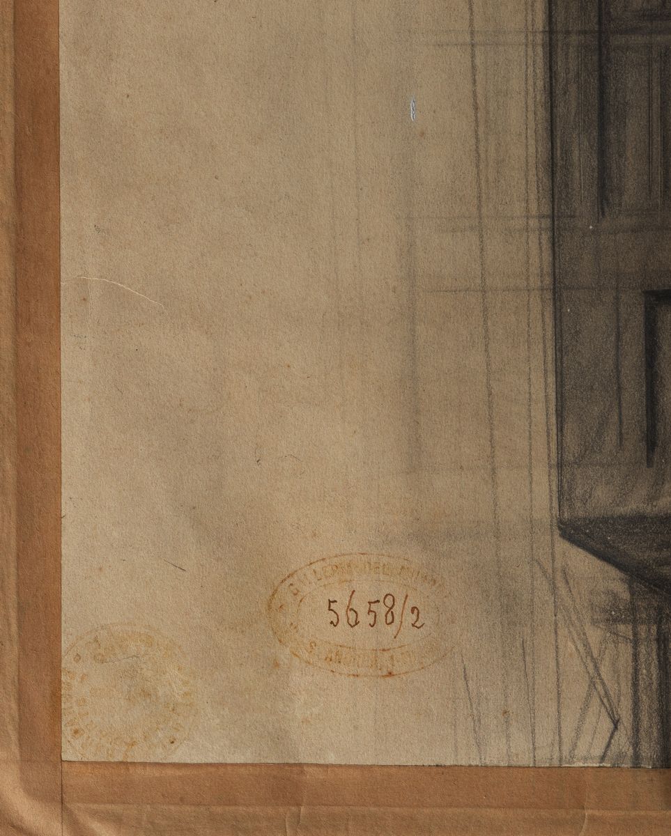 Firmato. 'Uomo con barca sul fiume' dipinto a tempera su carta