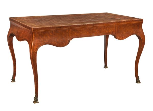 Desk table from the Louis XV line in bois de rose and purple ebony