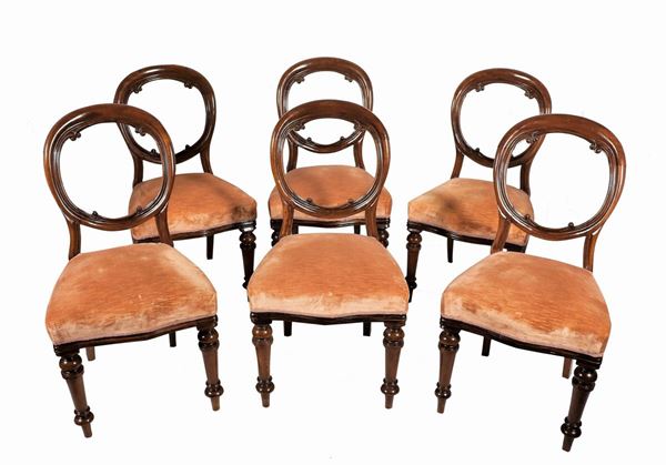 Lot of six solid mahogany chairs
