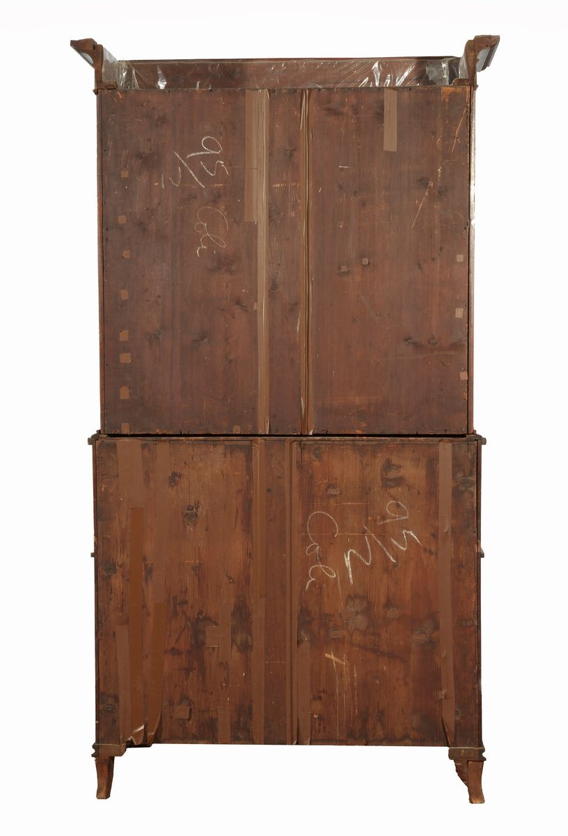 Bookcase di linea Regency in mogano e piuma di mogano