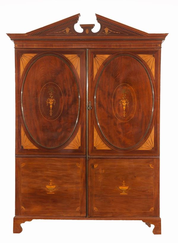 Antique Sheraton Mahogany Two Door Wardrobe