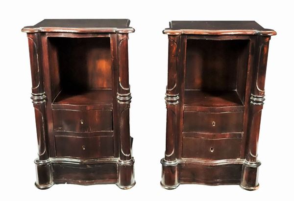 Pair of antique Louis Philippe bedside tables in walnut