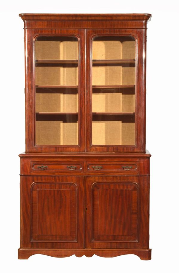 Showcase with two bodies in mahogany