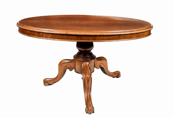 Antico tavolino ovale da salotto in mogano massello