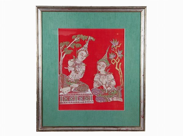 Oriental fabric "Thai dancers"
