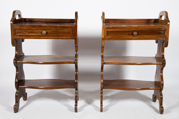 Pair of travel bedside tables in mahogany