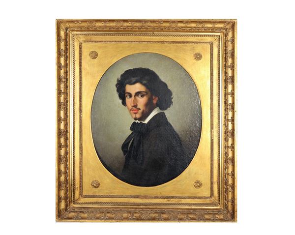 Pittore Toscano Epoca Neoclassica - Dedicated and dated 1837. "Portrait of a gentleman" valuable oil painting on canvas