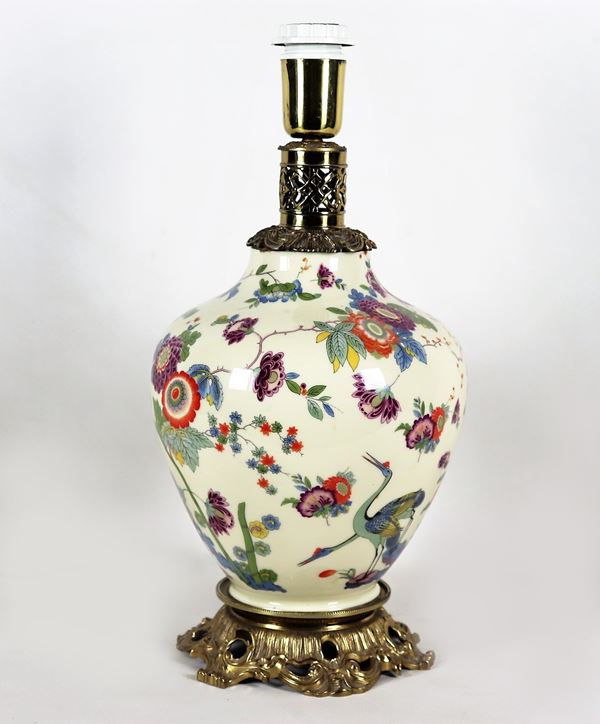 German porcelain table lamp in the shape of a vase