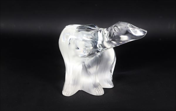 "Polar Bear" sculpture in French crystal from Lalique