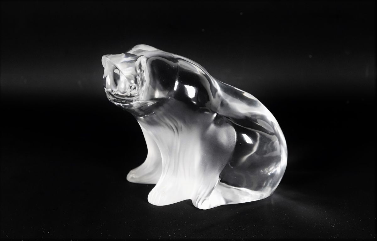 Scultura "Orso polare" in cristallo francese di Lalique