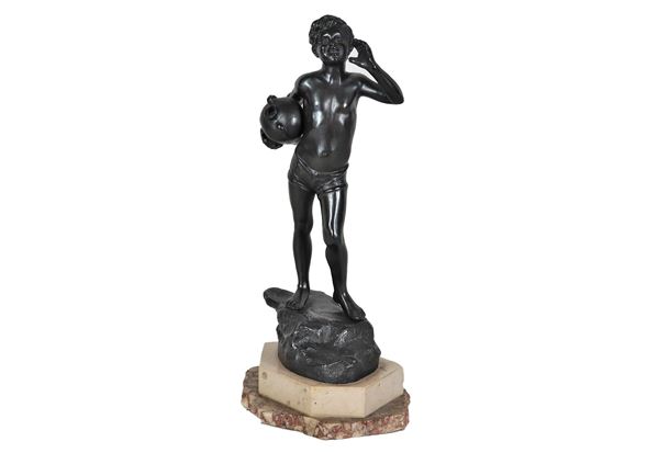 Neapolitan bronze sculpture "Acquaiolo". Signed P. Uccello