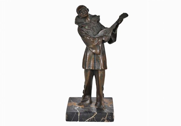 Ancient bronze sculpture "Pierrot"