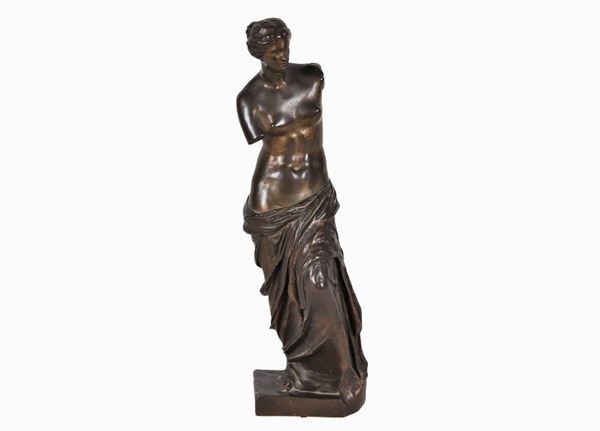 Antica scultura francese in bronzo "Venere di Milo". Fonderia F. Barbedienne
