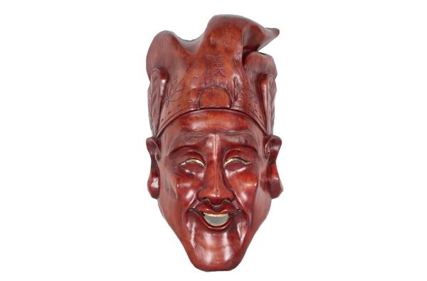 Maschera cinese in legno intagliato "Volto maschile" 