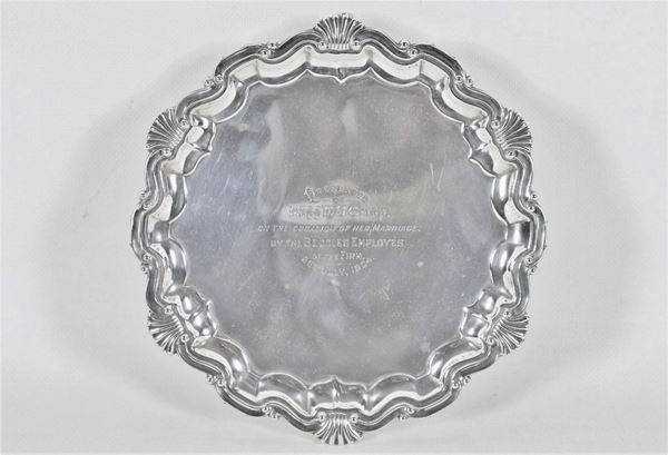Antico piccolo salver in argento Edoardo VII gr. 310