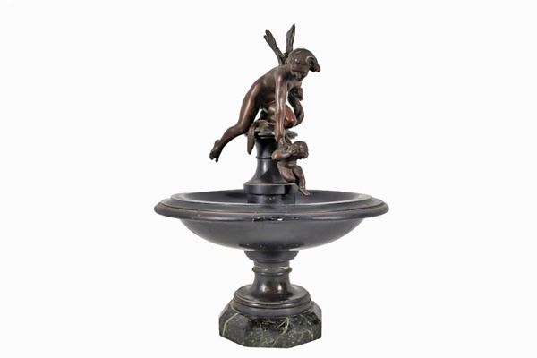 Marble fountain with bronze group "Dragonfly with putto"