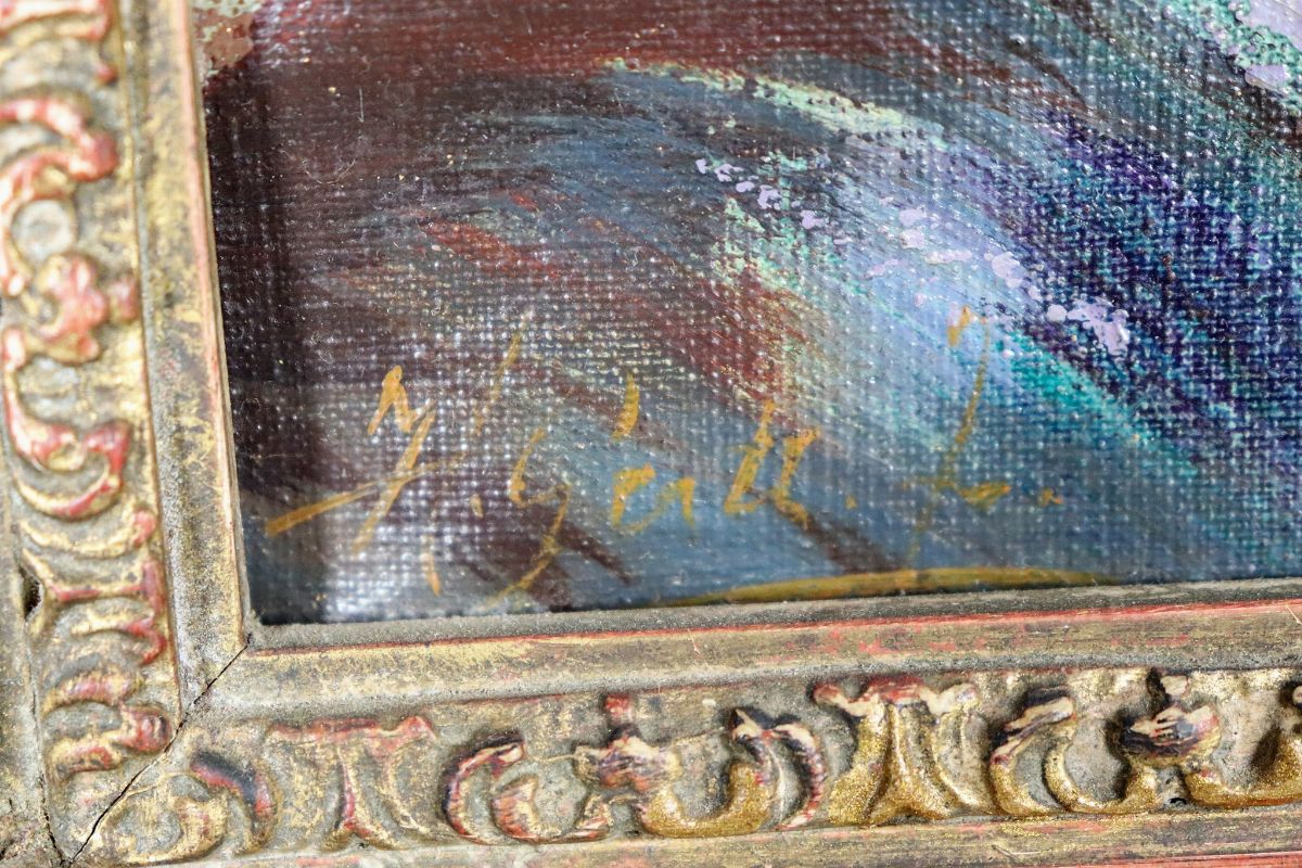 Firmato. "Ragazza araba" dipinto ad olio su tela