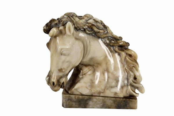 Veined and brecciated marble sculpture "Horse head"