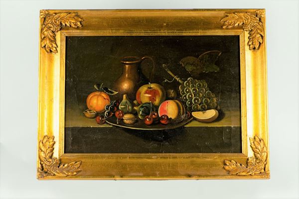 Pittore Italiano Fine XIX Secolo - &quot;Still life of fruit and jug&quot;