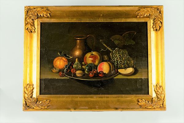 Pittore Italiano Fine XIX Secolo - &quot;Still life of fruit and jug&quot;