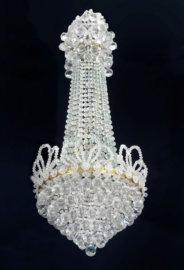 4-light crystal balloon chandelier  - Auction FINE ART TIMED AUCTION and Furniture of Casale in Maremma and Private Collections. - Gelardini Aste Casa d'Aste Roma