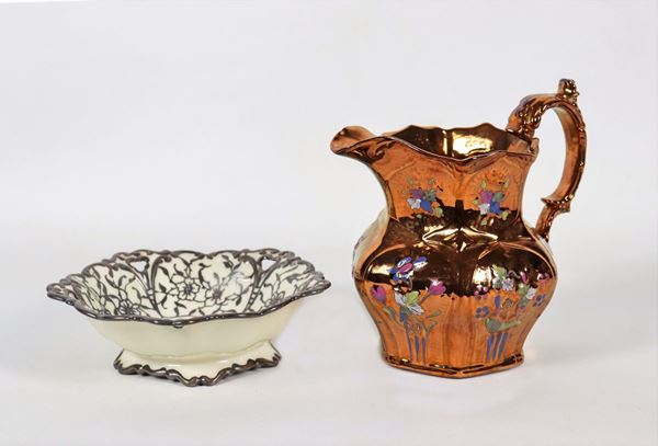 Liberty ceramic and porcelain lot of a jug and a small centerpiece