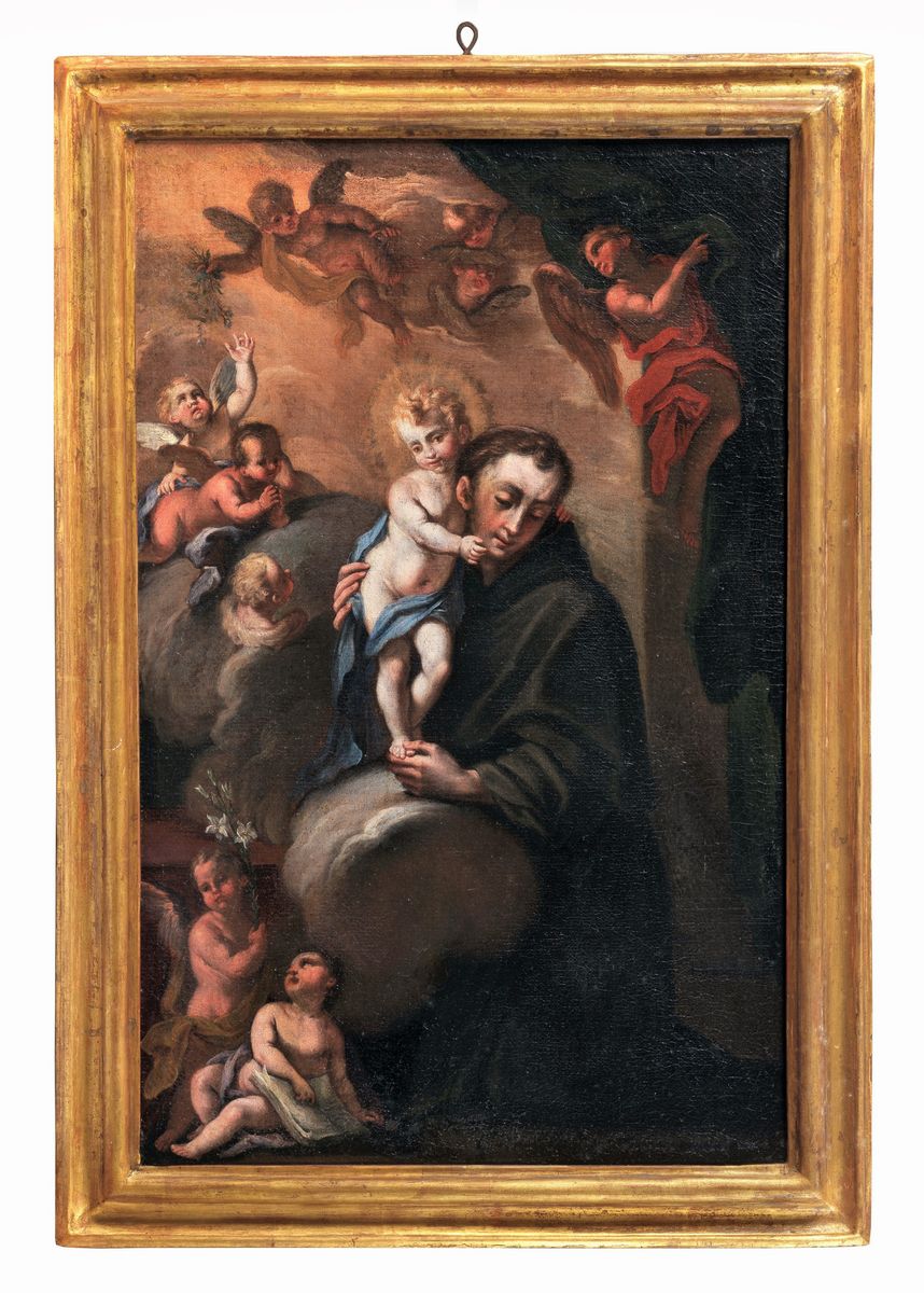 "Sant'Antonio col Bambinello" pregevole dipinto ad olio su tela