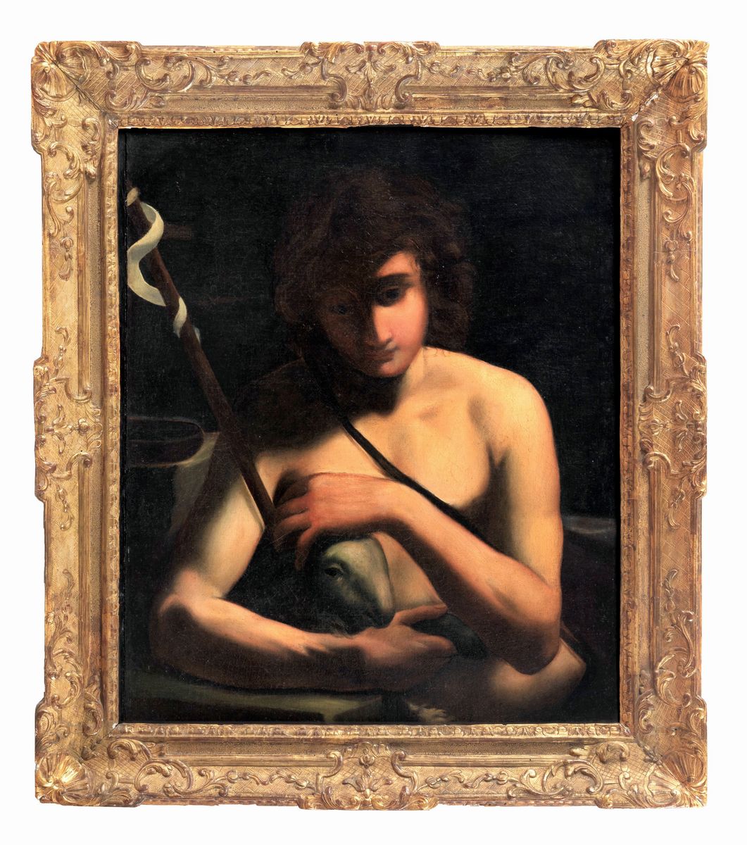 "San Giovannino e l'Agnello" dipinto ad olio su tela