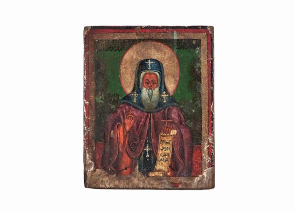 Ancient small Icon "Saint with beard" painted on wood