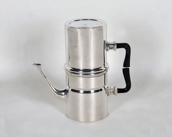 Caffettiera napoletana in argento con manici ebanizzati gr. 330