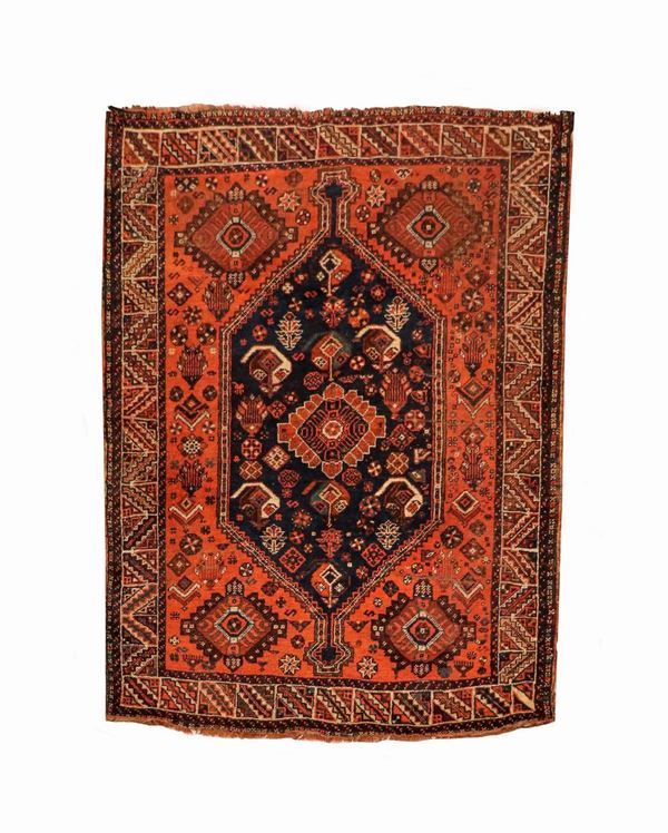Tabriz Persian carpet with red and blue background 1.81 x 1.43 m