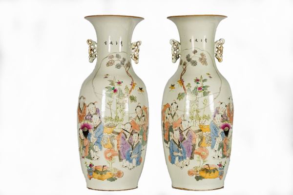 Pair of white porcelain vases