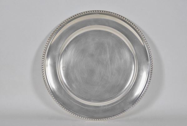 Round plate in silver with poded edge gr. 410