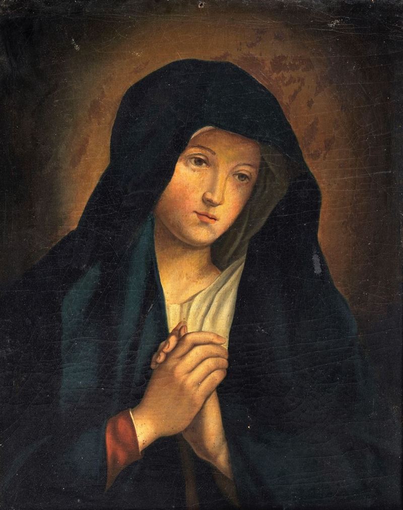 Seguace di. "Madonna orante" dipinto ad olio su tela