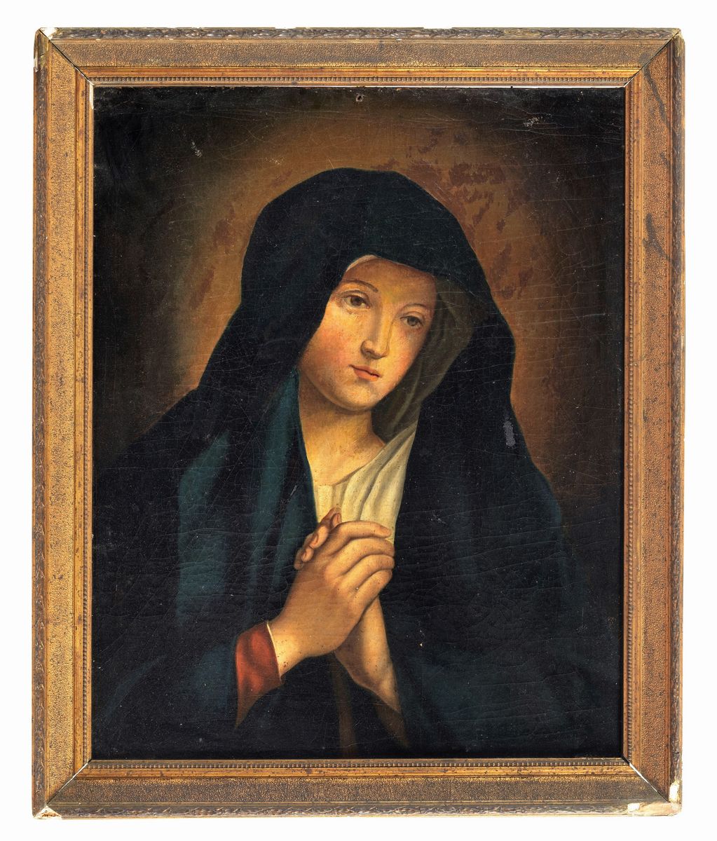 Seguace di. "Madonna orante" dipinto ad olio su tela