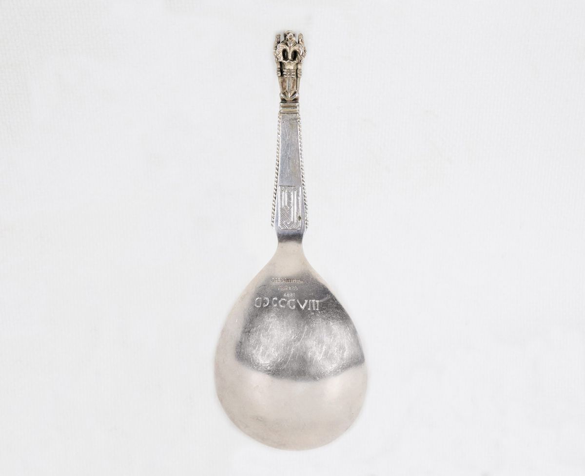 Cucchiaio in argento, commemorativo del Periodo del Regno di Oscar II Re di Svezia e Norvegia (18...