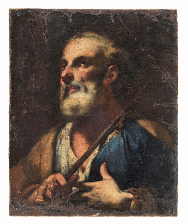 Pittore Post Caravaggesco Fine XVII Secolo - "Portrait of a Saint" oil painting on canvas