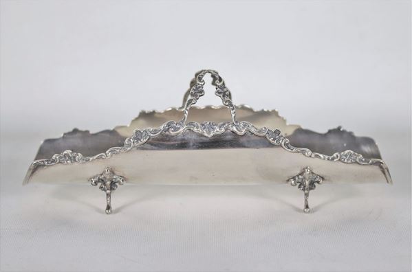 Portagrissini in argento con manico e bordi cesellati e sbalzati gr. 300