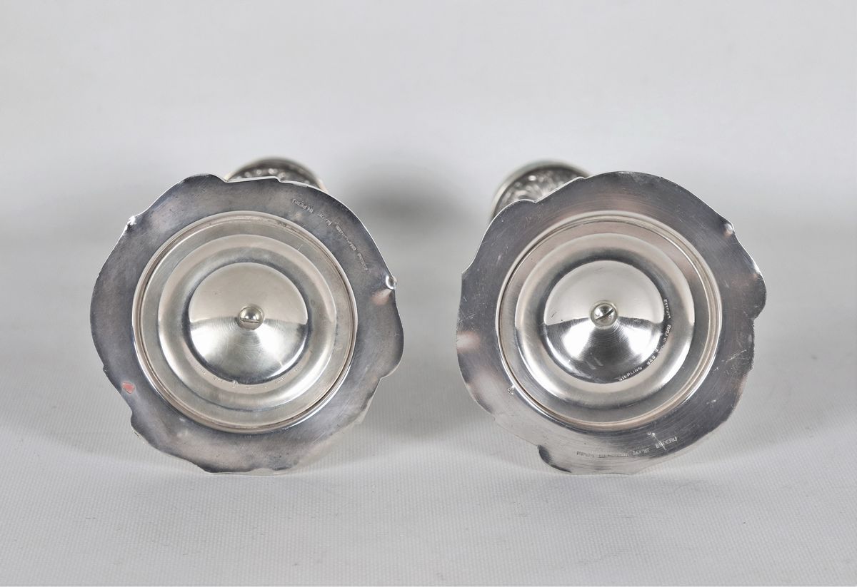 Coppia di candelieri in argento sterling 925 gr. 710