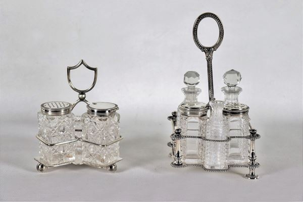 Lot of two old English Sheffield cruets of different shapes
