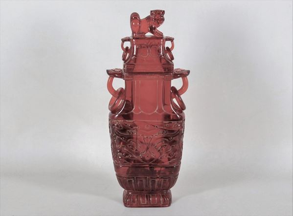 Large Chinese perfume burner in amber resin