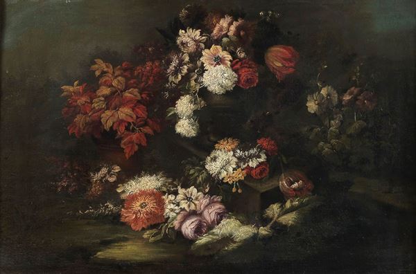 Pittore Lombardo Fine XVII Secolo - &quot;Natura morta di fiori&quot;