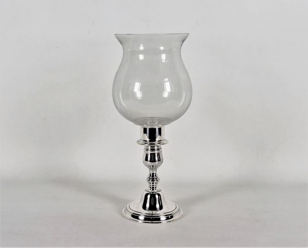 Silver candle holder with crystal bell gr. About 250